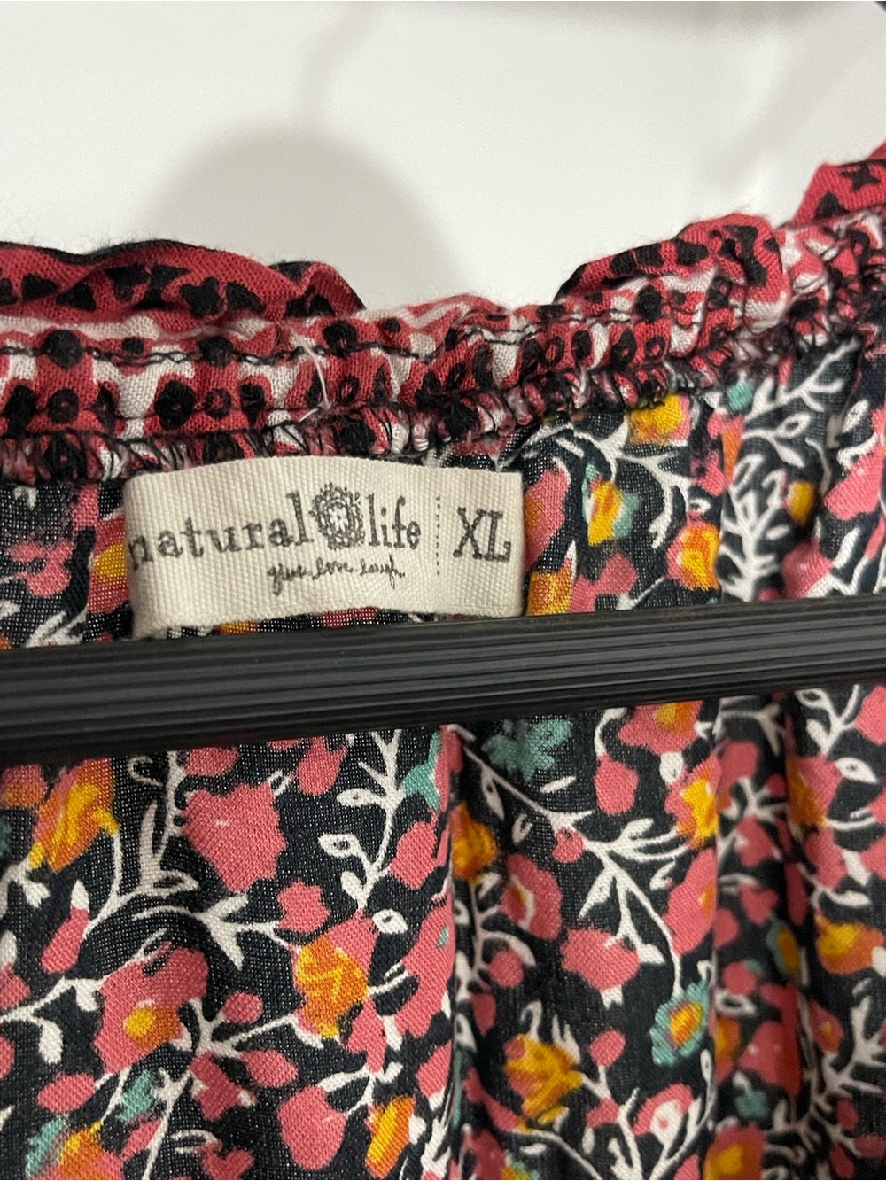 NATURAL LIFE Black Maxi dress with maximalist floral print